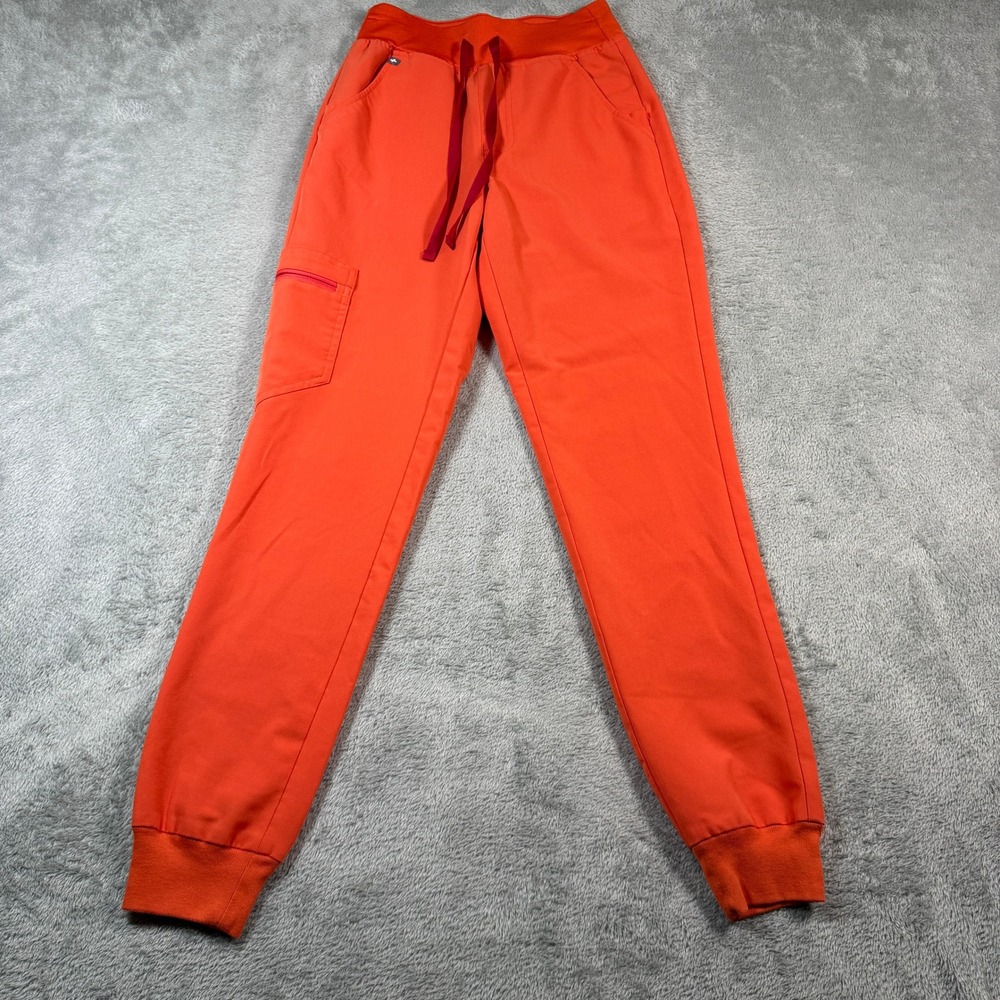 FIGS Zamora Jogger Scrub Pants Women XXS Orange Cargo High Rise